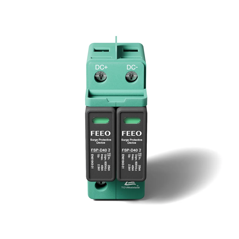 FEEO DC SPD 2P 6PCS 600V 800V 20KA~40KA Din Rail Solar Outdoor Power Protection Protective Device Surge Protector Surge TUV & CE
