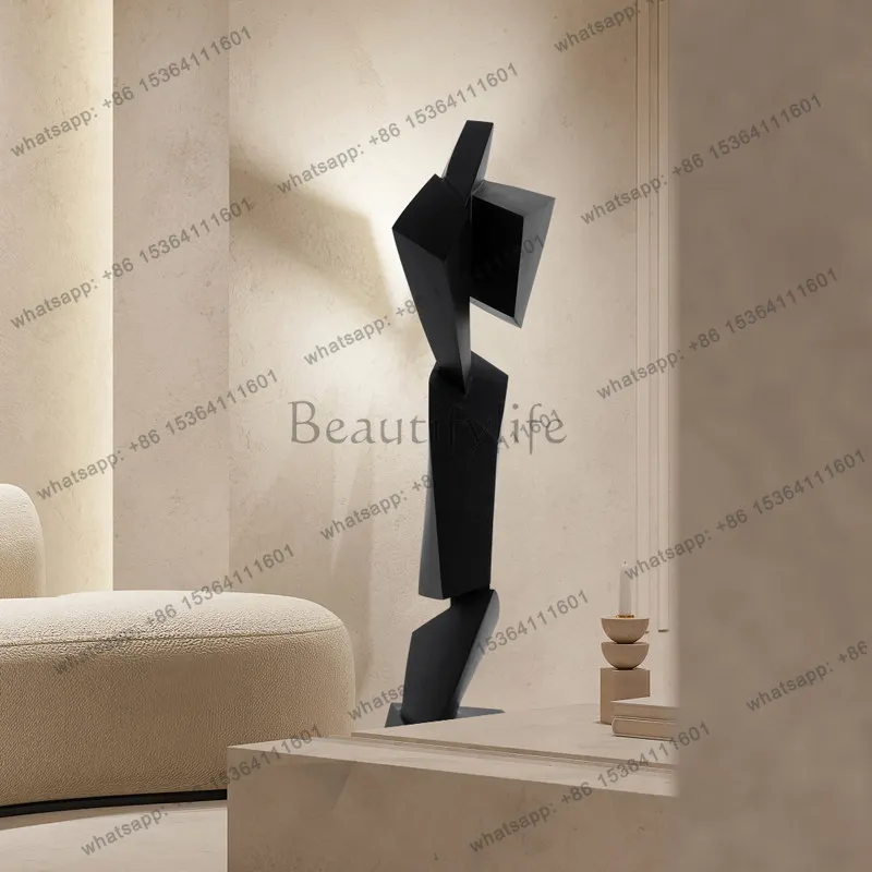 yj21 Hotel lobby decorations, abstract wood carvings, floor ornaments, large-scale sculptures, art installations