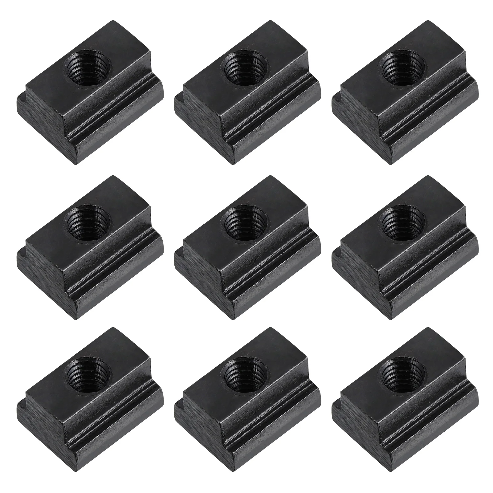 

10 Pcs Slot Nuts Carbon Steel Square T-Slot Nut Nut Black Oxide Coating for Truck Bed Rails Aluminum Frames