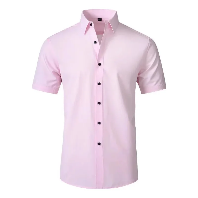 High-End Mens Business Shirt 2025 Short-Sleeved  Cool Sensation CleanFit Style CityWalk Suitable Women Polyester Fiber