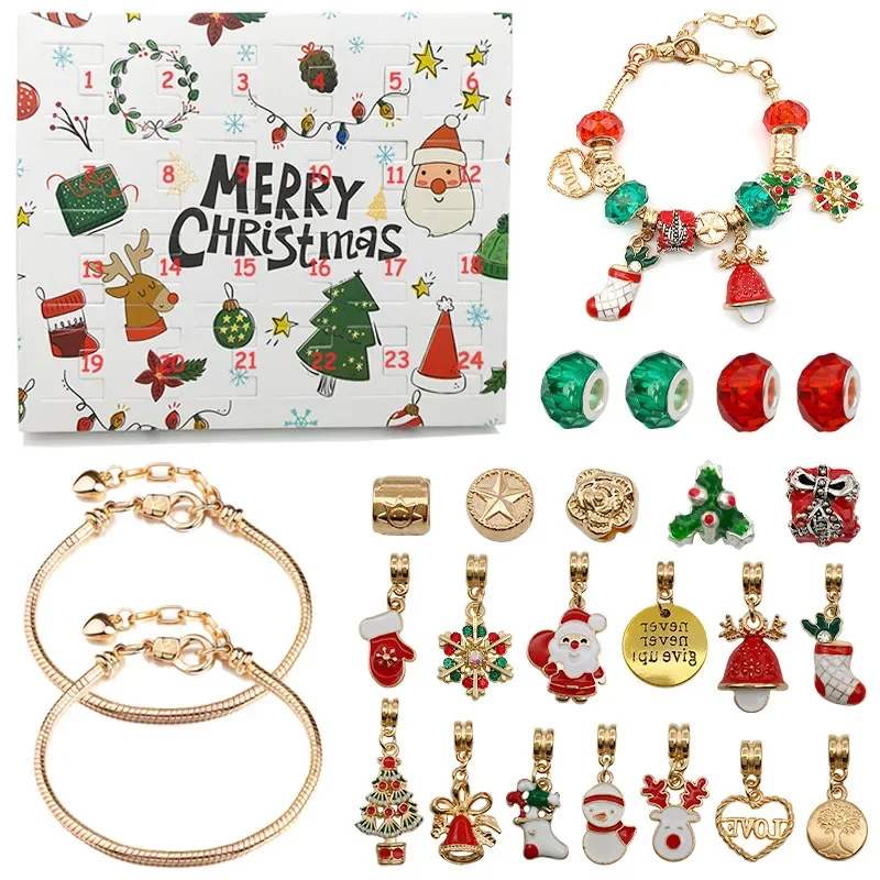 

DIY Creative Bracelet Jewelry Christmas Gift christmas decoration Gold Set 24 Countdown Calendar Advent Surprise Blind Box