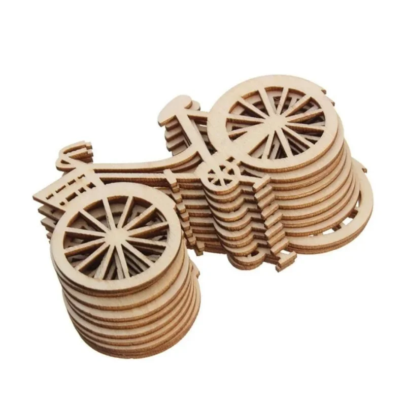 10 pièces d'ornements de vélo en bois, découpes artisanales DIY pour la maison, Noël, anniversaire, fiançailles, mariage
