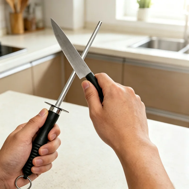 Bâton d'affûtage professionnel pour couteaux de cuisine, en acier inoxydable à haute teneur en carbone, avec surface diamantée, outils de cuisine