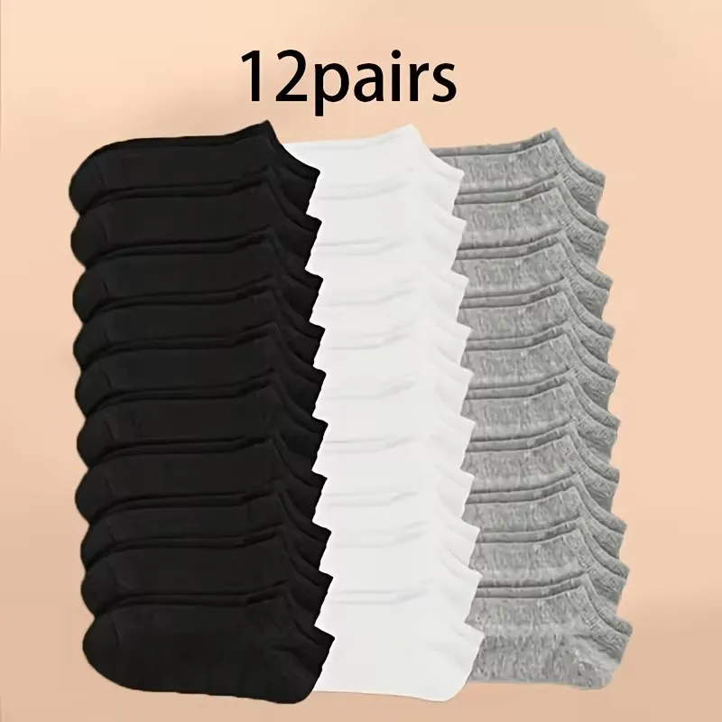 5/16/12 Pairs Of Unisex Solid Color Low-cut Socks, Comfy Breathable Soft Sweat Absorbent Socks For Daily And Outdoor Wearing