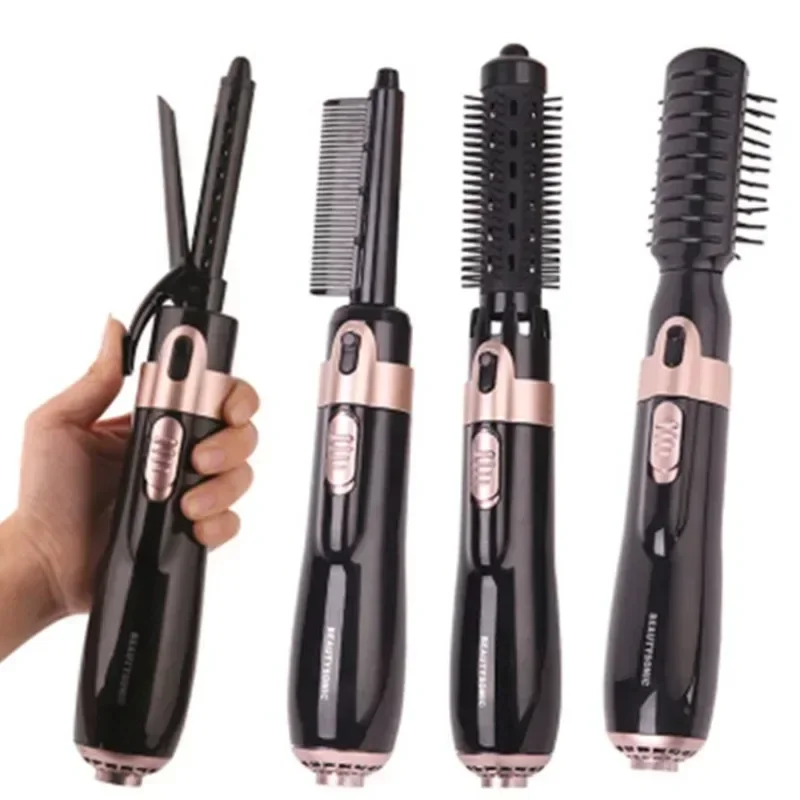 4 In 1 Multifunction Hot Air Brush Heating Comb Electric Hair Dryer Curler Staightener Rotating Hair Blower Curling Iron Styler