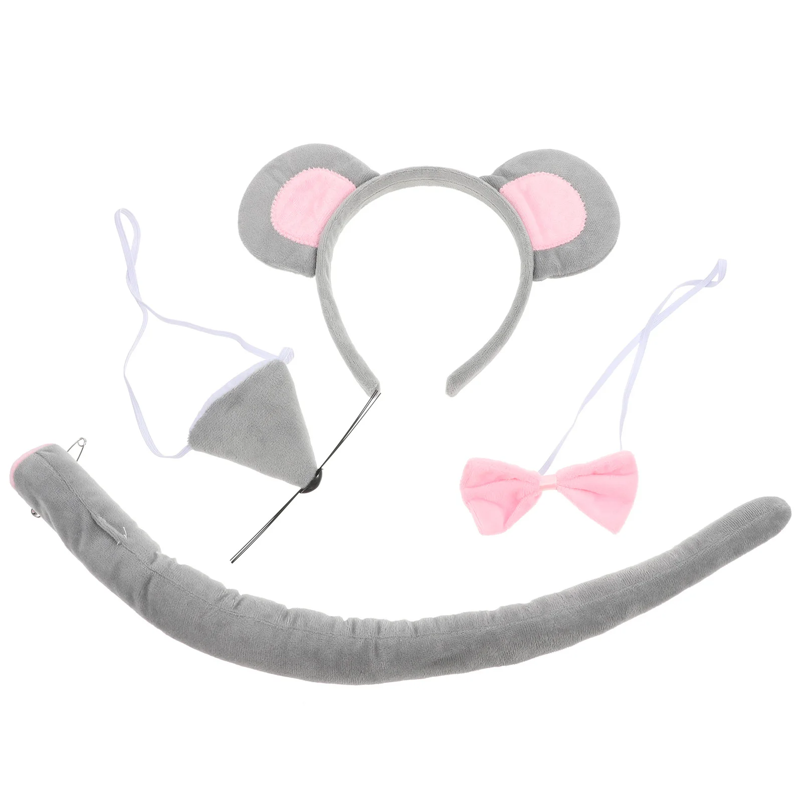 Opaska na głowę z uszami zwierząt, ogonem i muszką, zestaw kostiumu myszki dla dzieci, przebranie na Halloween, urodziny, akcesorium na imprezę.
