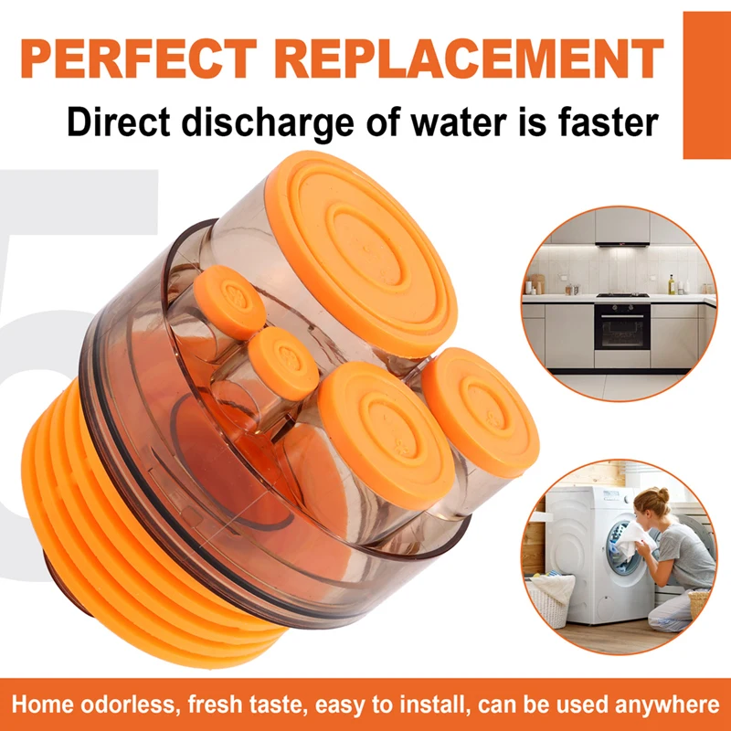 ปลั๊กท่อระบายน้ํา Deodorizing FILTER ปิดผนึกท่อระบายน้ําชั้น Deodorizer ห้องครัวท่อระบายน้ําซีลแหวนเครื่องซักผ้า-AT64