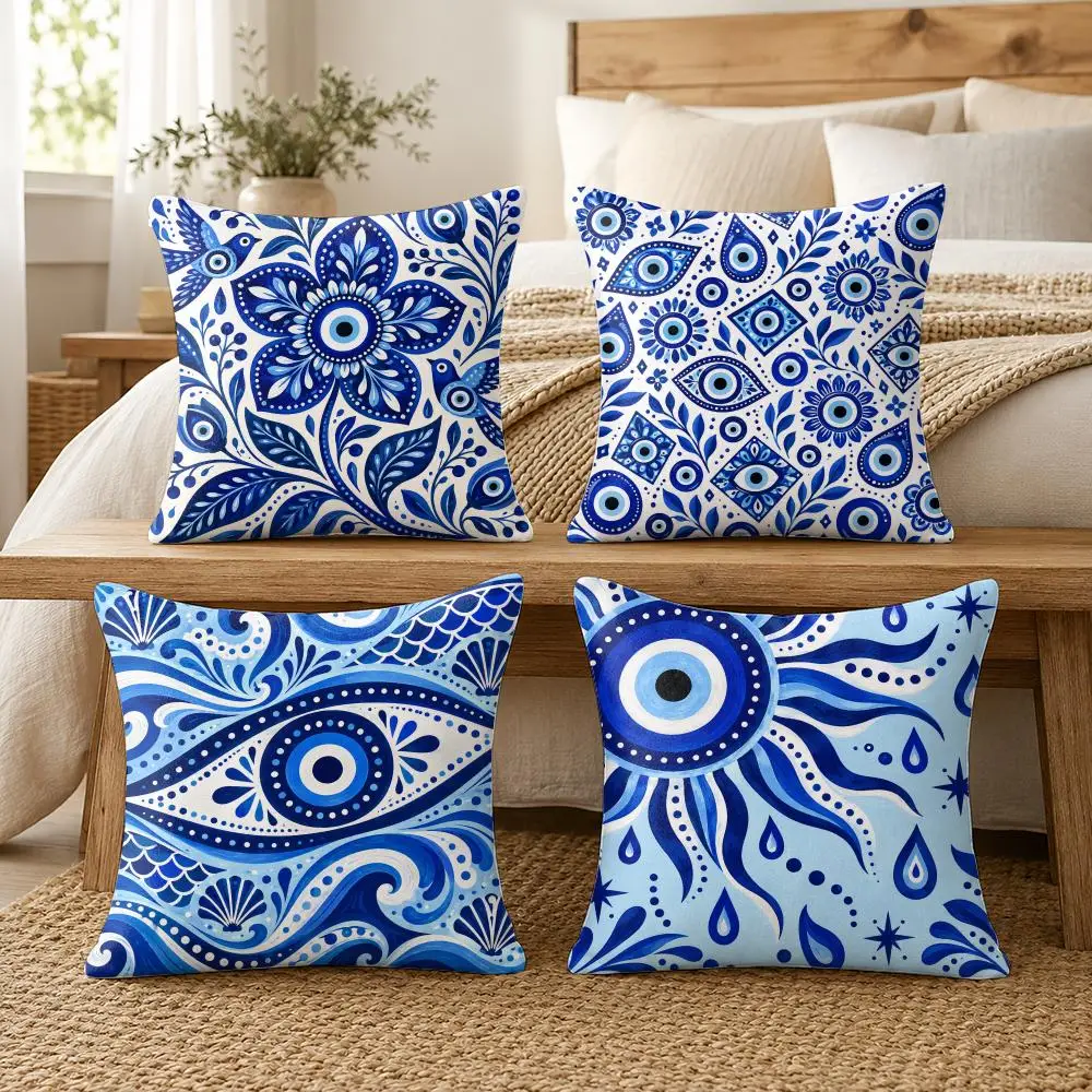 African Ethnic-style Hand Drum Collage Cushion Cover Soft Short Plush Pillow Cases Hidden Zipper Cutecore Sofa Home Decor Gift