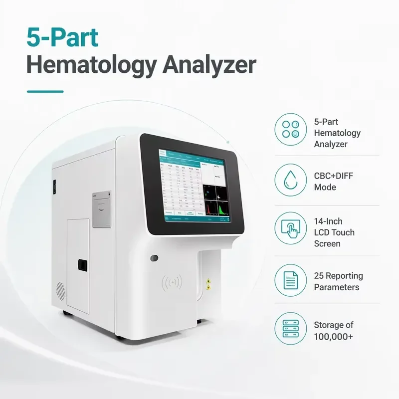 for Blood Analyzer Human Body Five Part Differential Blood Cell Counter Hematology Analyzer for Laboratory Use