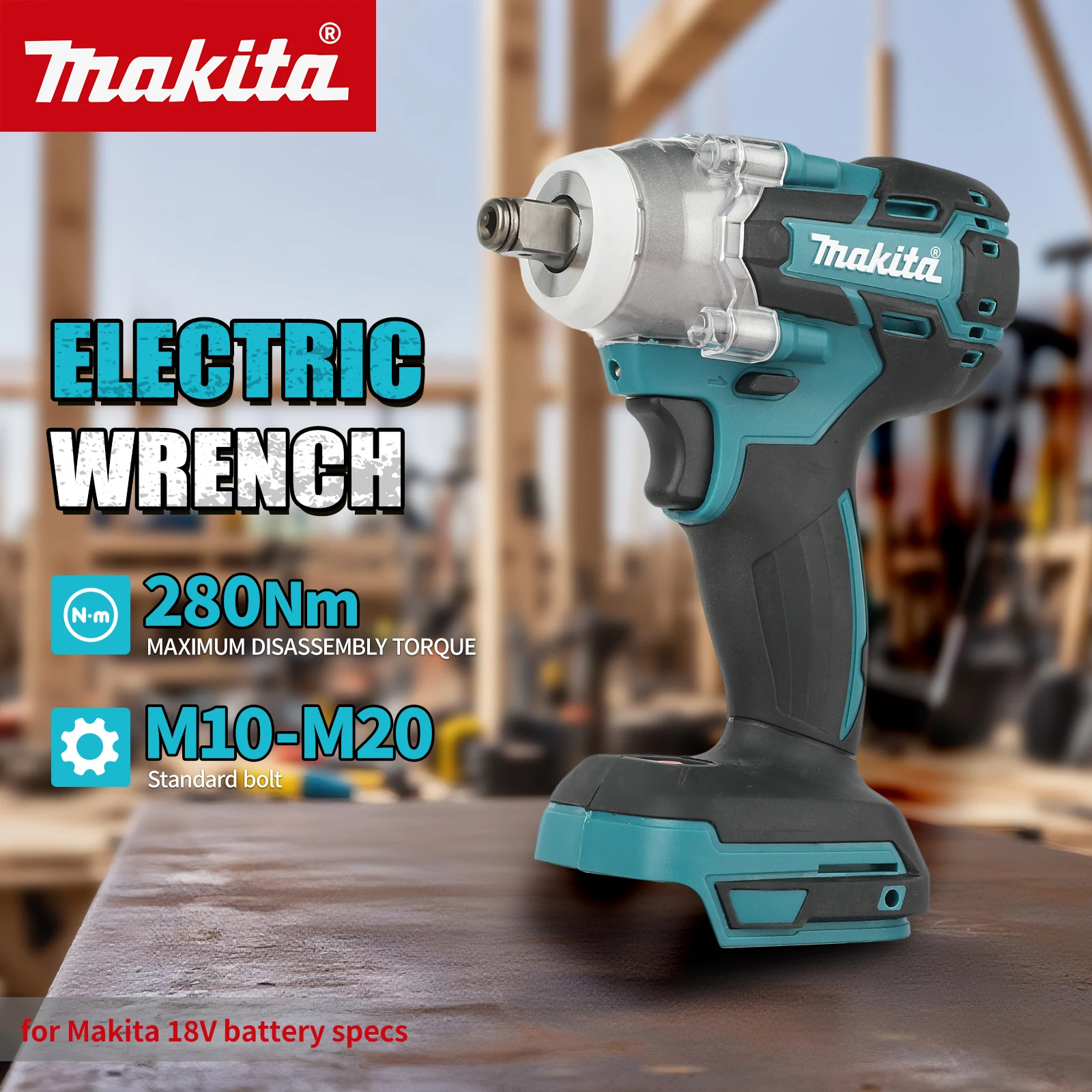 new-2026-makita-dtw285-18v-cordless-brushless-impact-wrench-280nm-high-torque-1-2-square-drive-rechargeable-power-tool