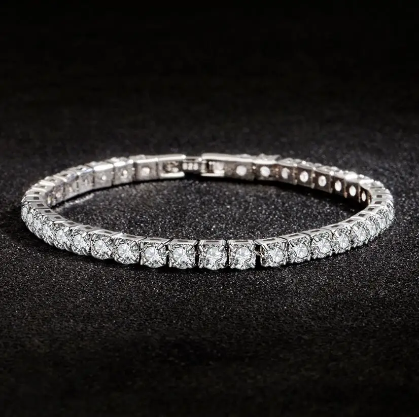Real 925 Silver Classic 15-21CM Tennis Bracelets Jewelry 2mm 3mm 4mm 5A Zironia Eternal Wedding Luxury Sterling Silver Bracelet