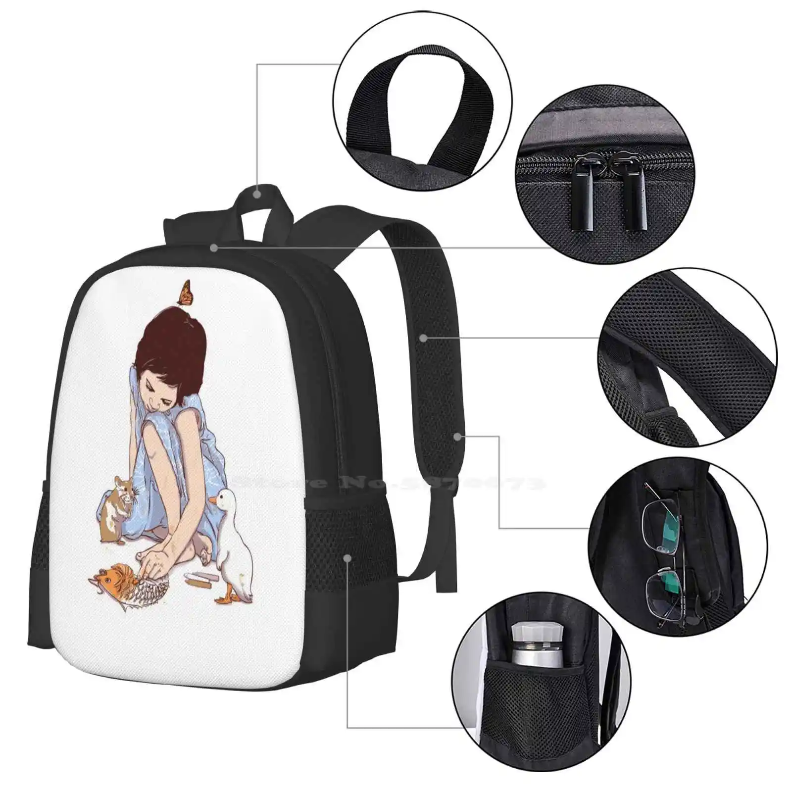 Erstellen Sie Leben 3D-Druck Design Rucksack Studenten tasche Hamster Ente Koi Karpfen Buntstift Xiaobaosg magischen Leben