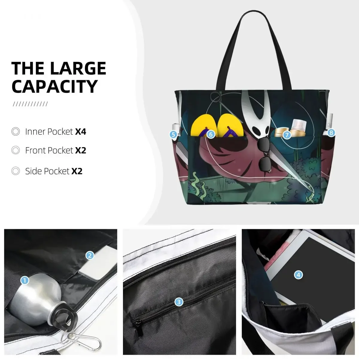 Hollow Knight (1) Beach Tote Bag Sport Gym Yoga Duffle Large Tote Bag Women Travel Bag Fitness bag
