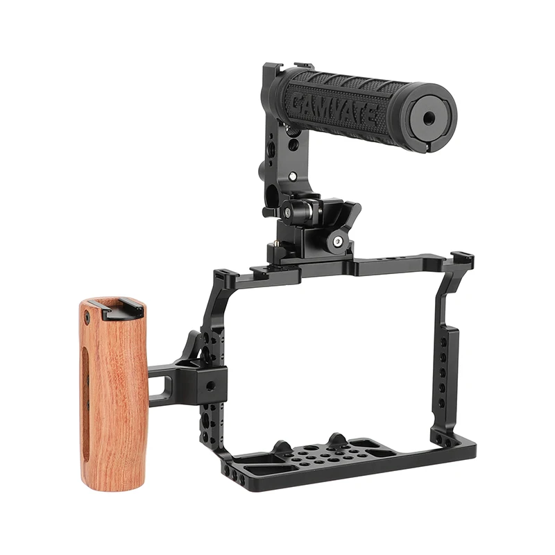 CAMVATE Full Camera Cage Rig Protective Frame With Rubber Top Handle & Side NATO Handle For Panasonic GH6 Photography Video Rig