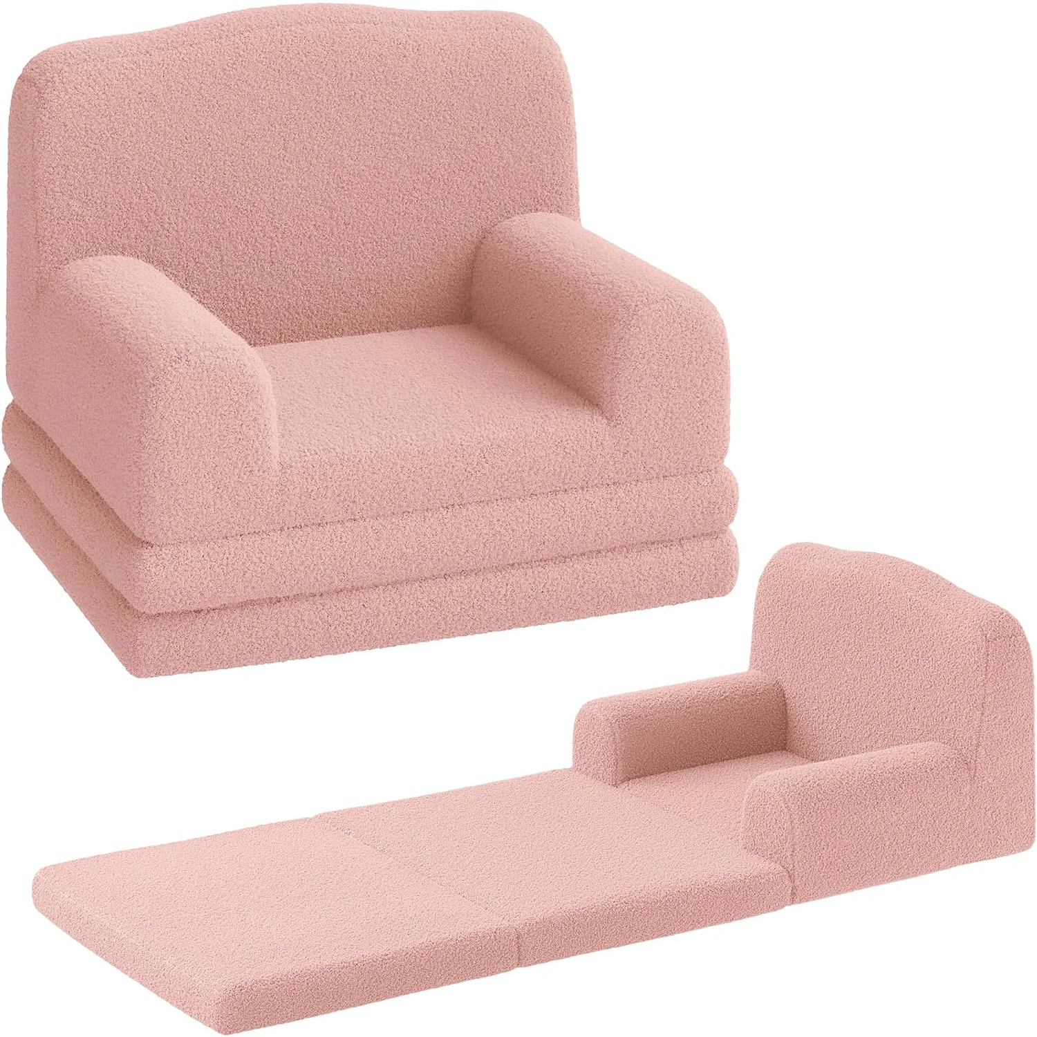 Kids Sofa Chair, Foldable Kids Couch, 2-in-1 Fold Out Toddler Sofa Bed, Armchair for Reading and Playing, Boys Girls Christmas Gift