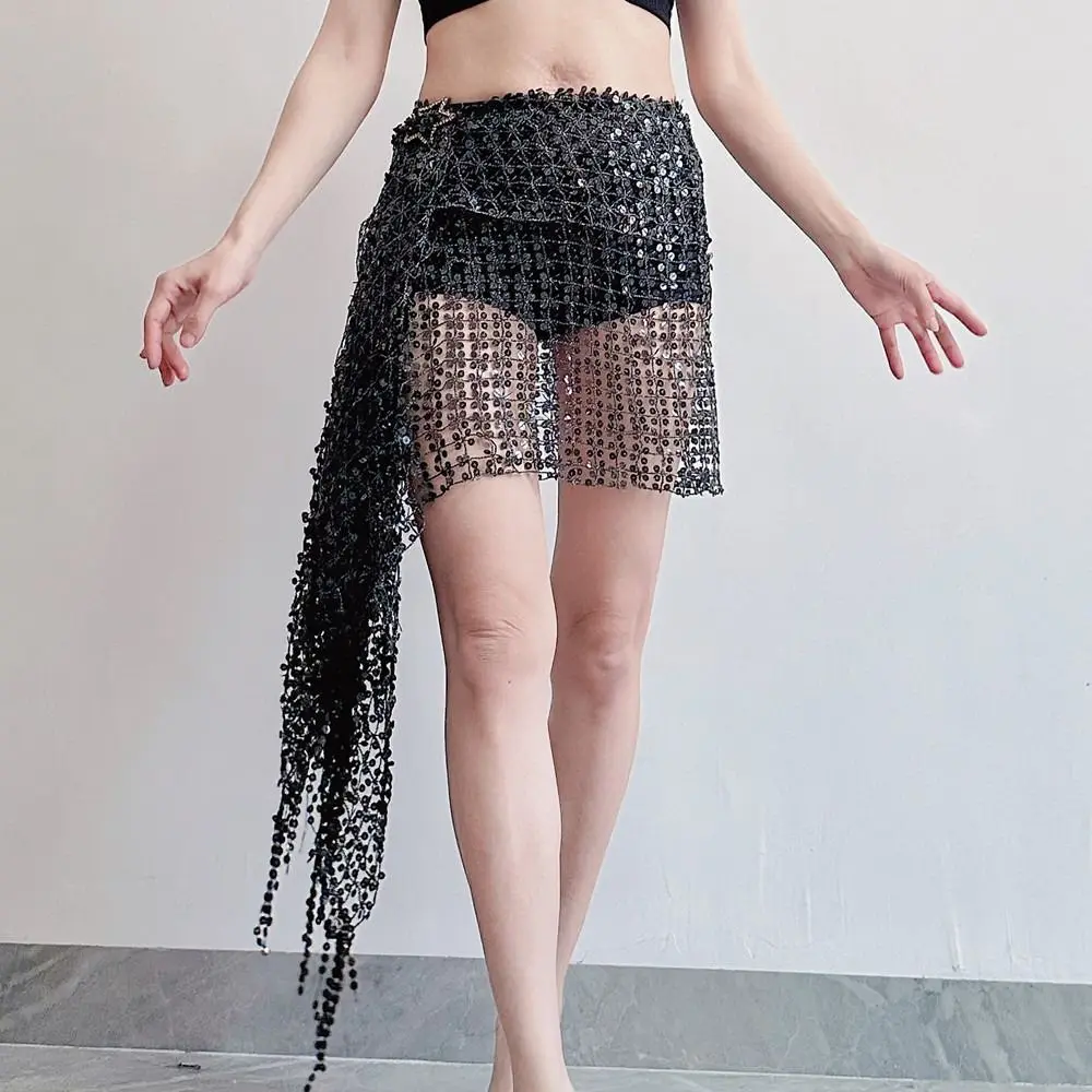 

Shiny Sequins Belly Dance Belt Hollow Out Multicolor Belly Dancing Scarf Dance Accessories Tassel Belly Dance Costumes for Girl