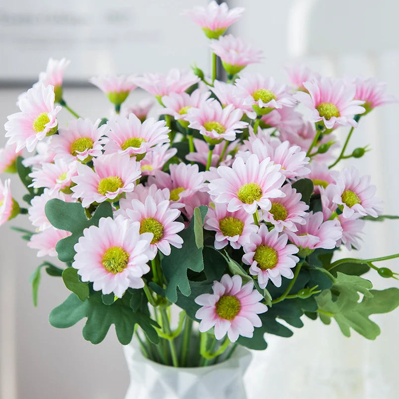 6 Stück Künstliche Blumen aus Seide, Gänseblümchen, Heimdekoration, Tischdekoration, Outdoor, Garten, Hochzeit, DIY, Brautstrauß, Hochwertige Requisiten – Detail 7