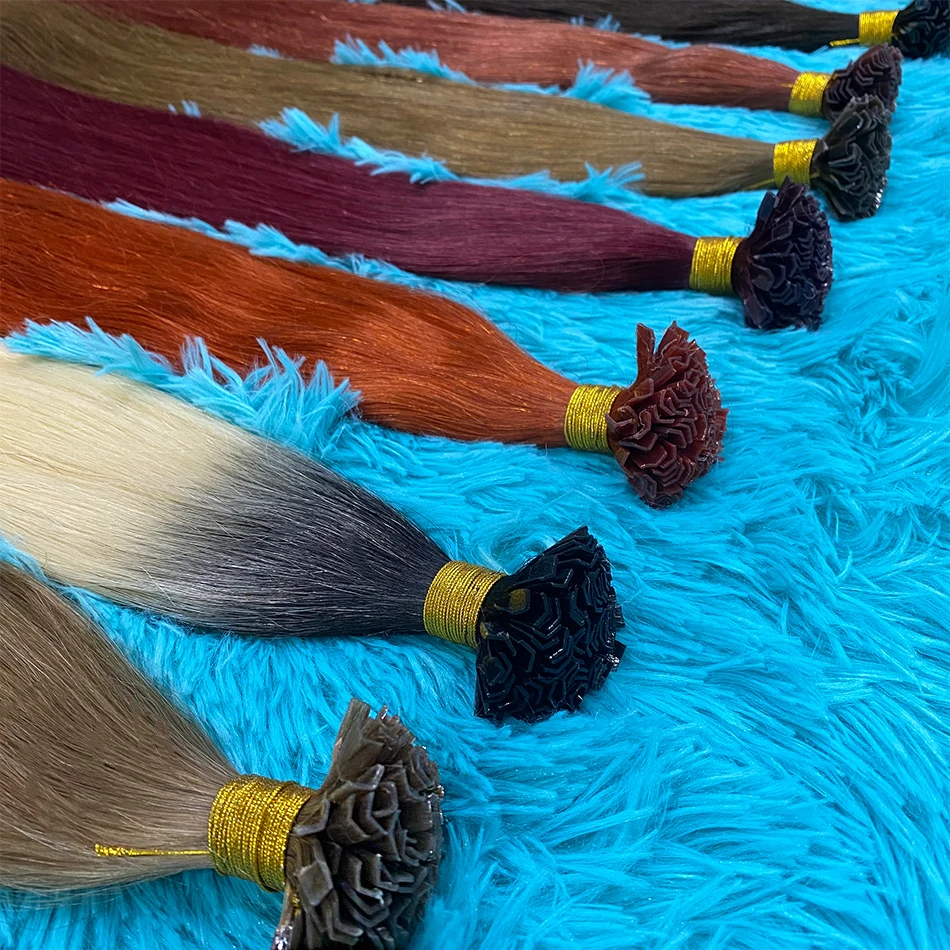 プレボンドVチップ人毛エクステ ケラチンエクステ 30インチ 100本 100%カラー レミー人毛 シルキーストレート