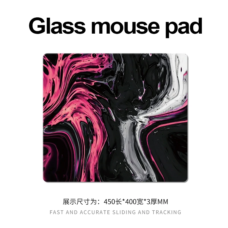 Artistic Line Art Glass Mouse Pad XXL Hard Tempered Surface for FPS Gaming & eSports, Photovoltaic Ultra-Smooth Gaming Desk Mat