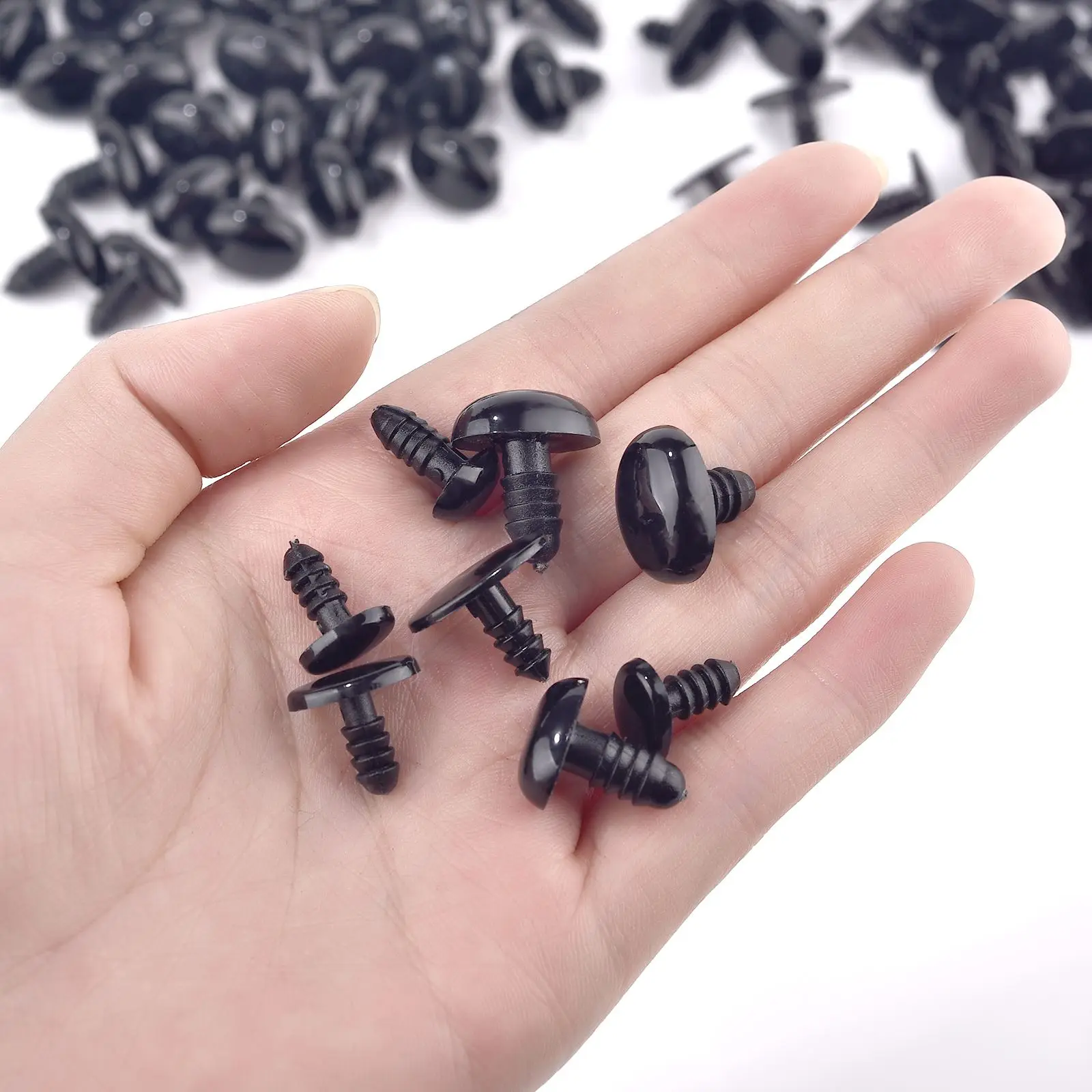 50 szt. Czarne lalki owalne oczy czarne plastikowe nosy zabezpieczające dla niedźwiedź lalki kukiełka zwierzątko rękodzieło dziecięce zabawki lalki oczy akcesoria — zdjęcie 5