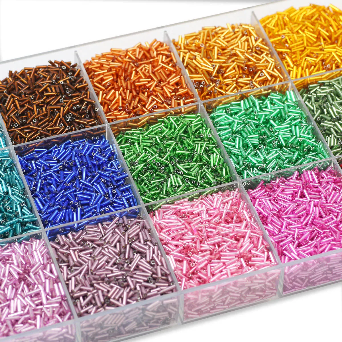 6x2mm Glas Dreiteilige Röhrenperlen in Verschiedenen Farben Handgefertigte DIY-Schmuckherstellung Lose Perlen für Armbänder Halsketten Accessoires