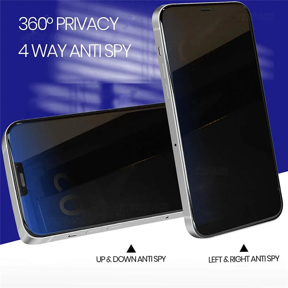 360 Degree 4-Way Privacy 9H Tempered Glass For iPhone 15 14 Plus 13 Mini 12 11 Pro X XR XS MAX Anti Spy Peeping Screen Protector