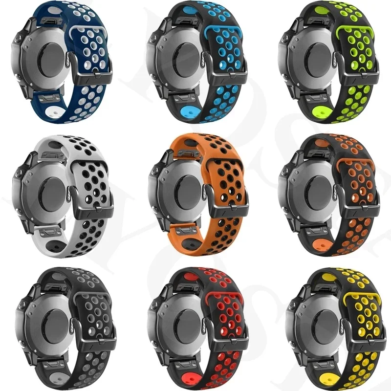 Ремешок силиконовый для наручных смарт-часов Garmin Fenix 7 7X 6 6X Pro 5X 5 Plus 3 HR