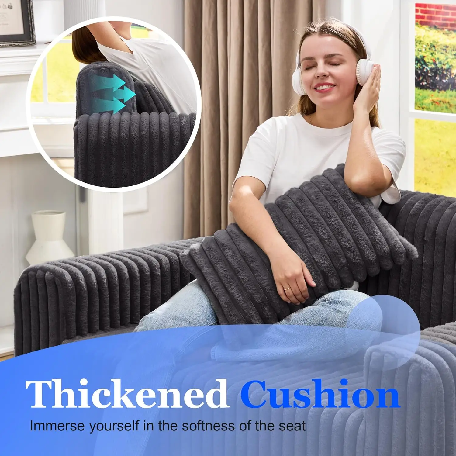 [الأسهم المحدودة! ]أريكة أريكة إسفنجية بمقعدين بمقعدين للمساحات الصغيرة، أرائك مريحة مع غطاء قابل للإزالة، أريكة فروي مع وسادة