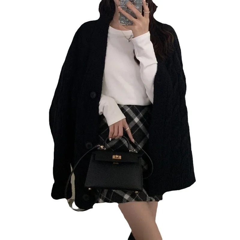 Korean Lazy Style Knitted Cardigan Women's Loose Casual Sweater Women's Top Jacket 3
