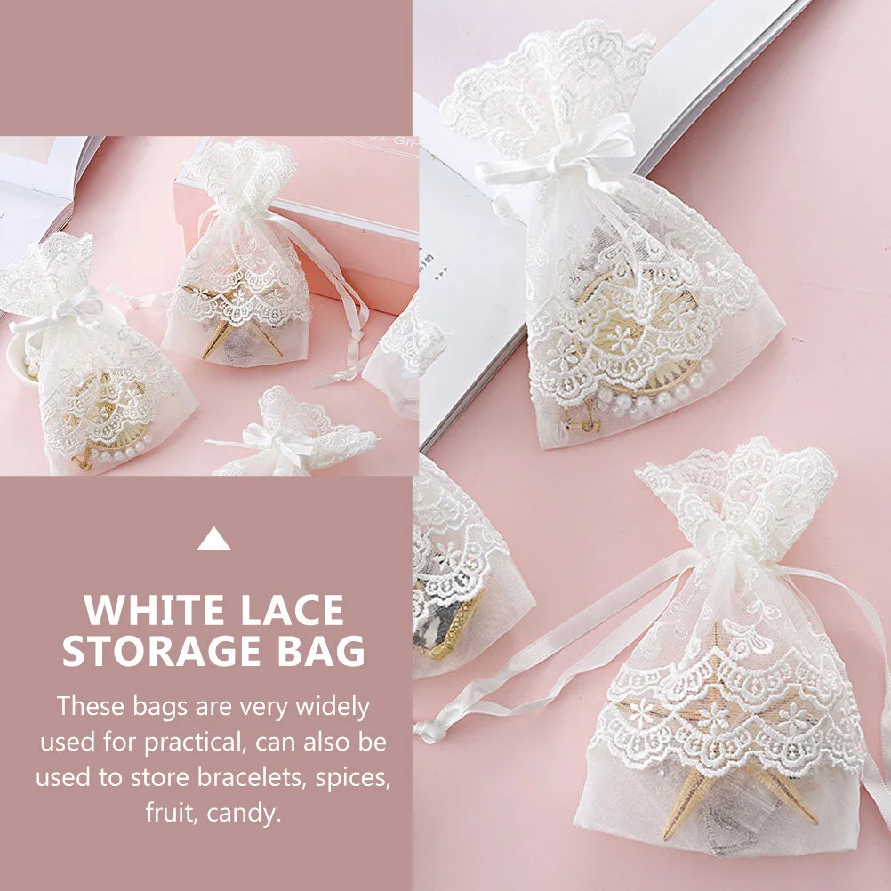 

5Pcs Premium Lace Yarn Drawstring Pouch Jewelry Storage Bag for Cosmetics Spices Crafts Portable Gift Packaging Solution