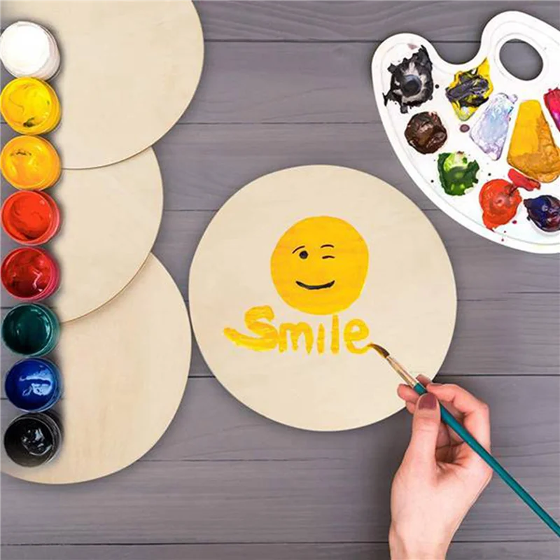 WOTT-30PCS Natural Wood Pieces Slice Round Unfinished Wooden Discs For Crafts Centerpieces DIY Christmas Ornaments 4Inch