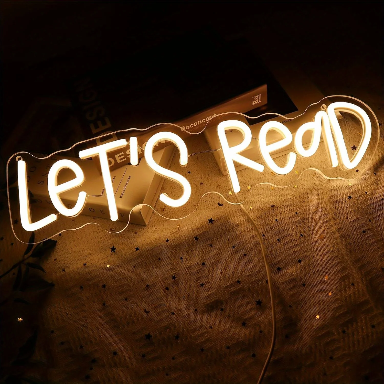 Let's Read Neon, USB Dimmable Neon, Suitable for Library, Classroom Reading Corner, Bedroom, Study, Home and Book Club