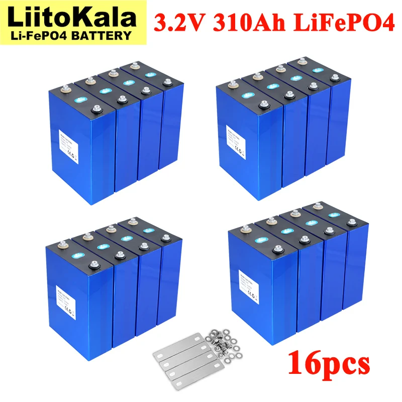 16pcs 3.2V 310Ah Lifepo4 Battery Lithium Iron Phosphate For 12V RV Campers Golf Cart Off-Road Off-grid Solar Wind US/EU Tax Free