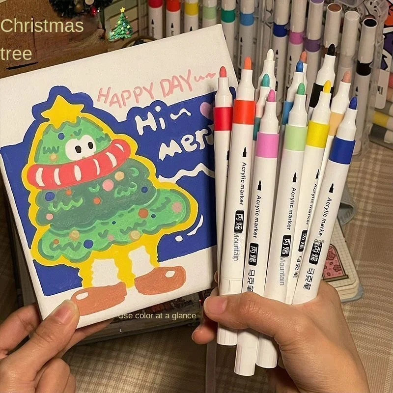 12/48/80 قطعة علامات ألوان أكريليك قلم رسم فني رسم يدوي لبطاقة الصخور الخشب الحجر الزجاج الأطفال اللوازم المدرسية