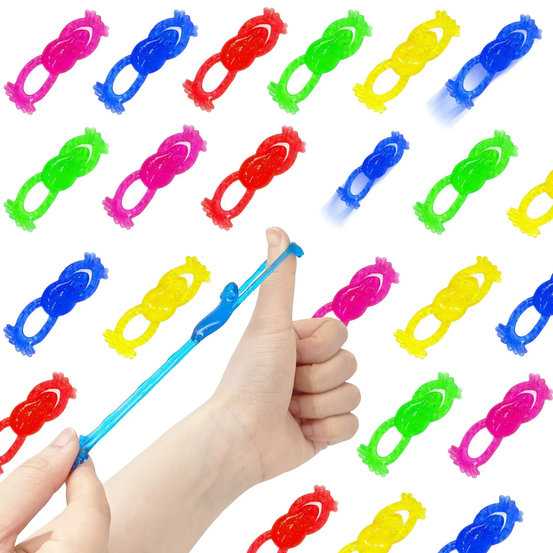 10PCS Creative TPR Soft Glue Sticky Frog And Turtle Toy Color Gold Powder Wall Climbing Animal Squeeze Stress Relief Novelty Toy Random Color