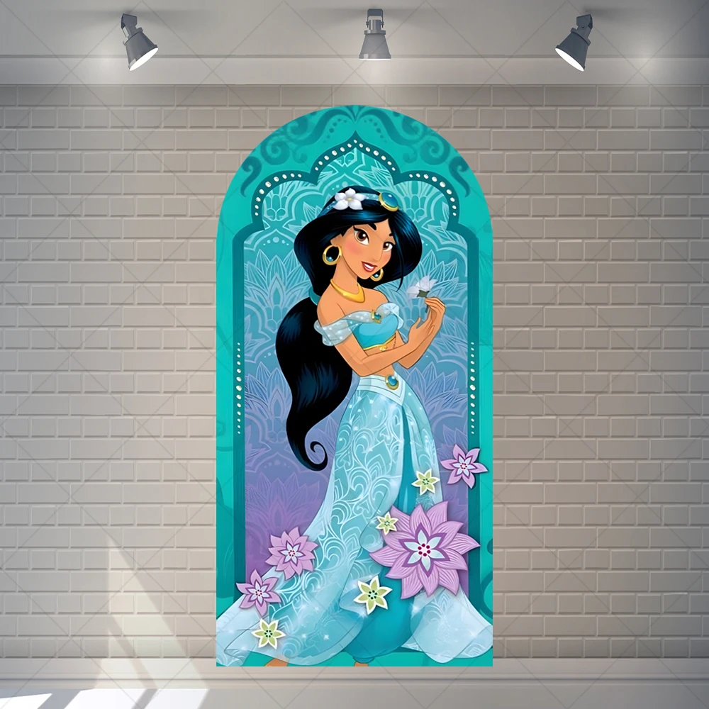 Disney Princess Jasmine Aladdin\'s lamp Cartoon Kid Birthday Party Arch Backdrop Custom Child Photography Poster Decor Background