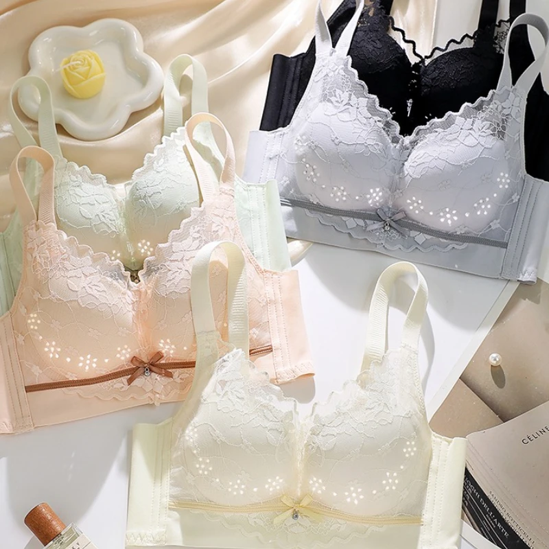 

Кружевной бюстгальтер без косточек, женское нижнее белье, летнее изысканное тонкое дышащее W-образное удобное подтягивающее мягкое поддерживающее высокоэластичное