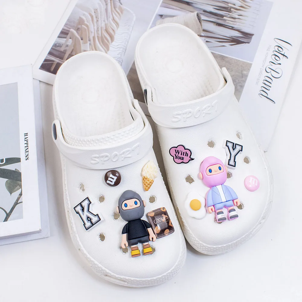 New Candy Boy Hole Shoe Charms Decoration Shoe Buckle Cute Ice Cream Food and Play 3D Shoes Flower Accessories