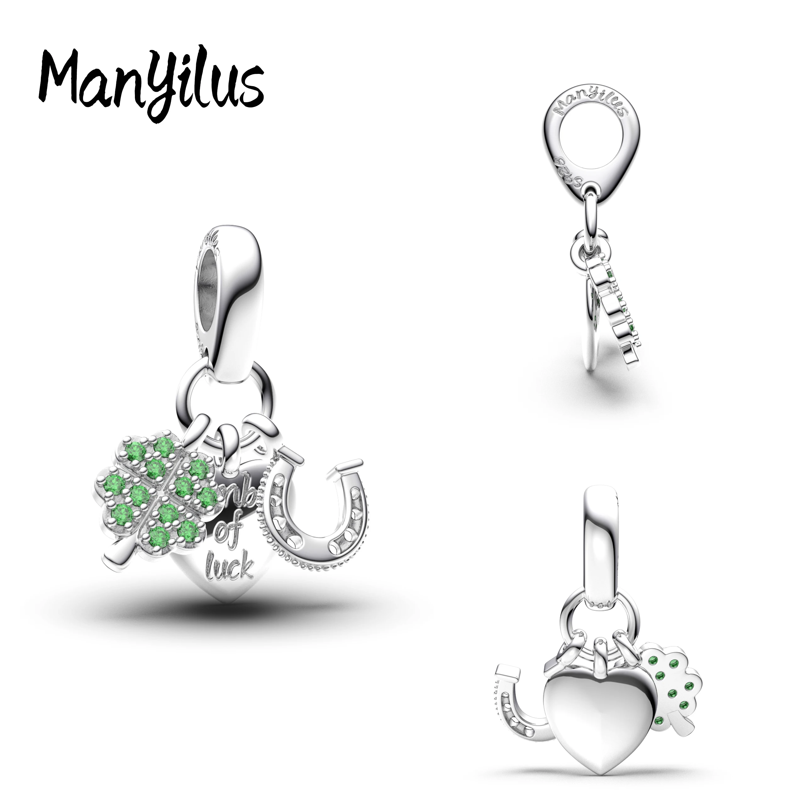 

Manyilus 2025 Hot Sale Four-leaf Clover Charms S925 Sterling Silver Keychain Beads For Charm 925 Original Bracelet Diy Jewelry