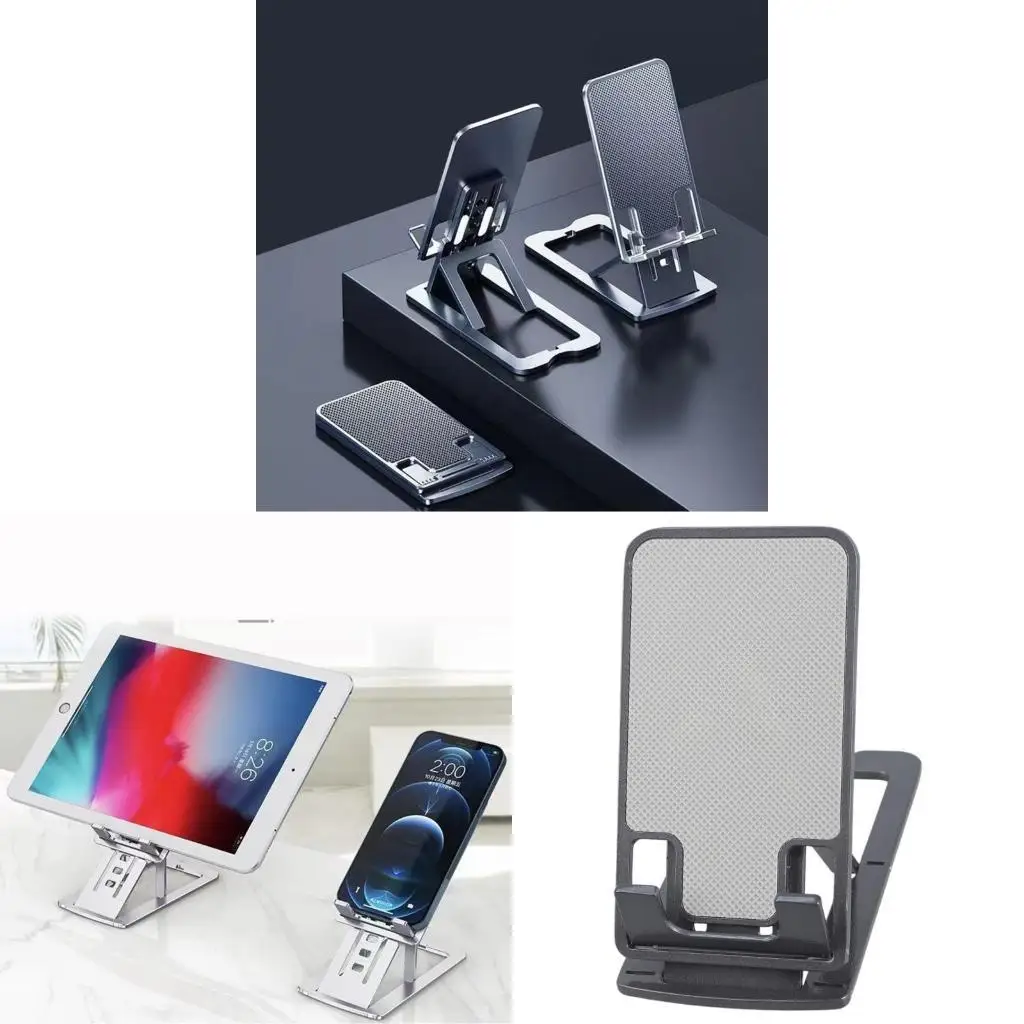 

652F Foldable Cellphone Holder Universal Aluminum Cradle Height Adjustable Tabletop Phone Support Holder