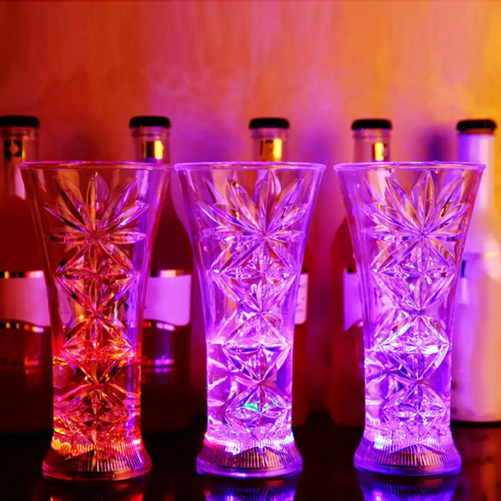 Flashing Color Change Cup Snowflake LED Water Activated Light Up Beer Whisky Mug Tableware Glowing In The Dark Bar Accessories