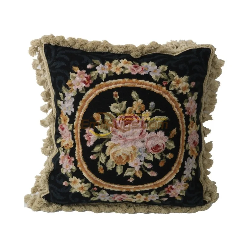 Customized velvet pillow: Stylish Needlepoint Cushion with Custom Craftsmanship