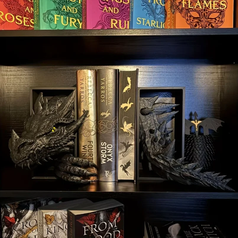 2Pc Dragon-Shaped Bookend Decorations, Fantasy Decor, Home Decor Ornaments