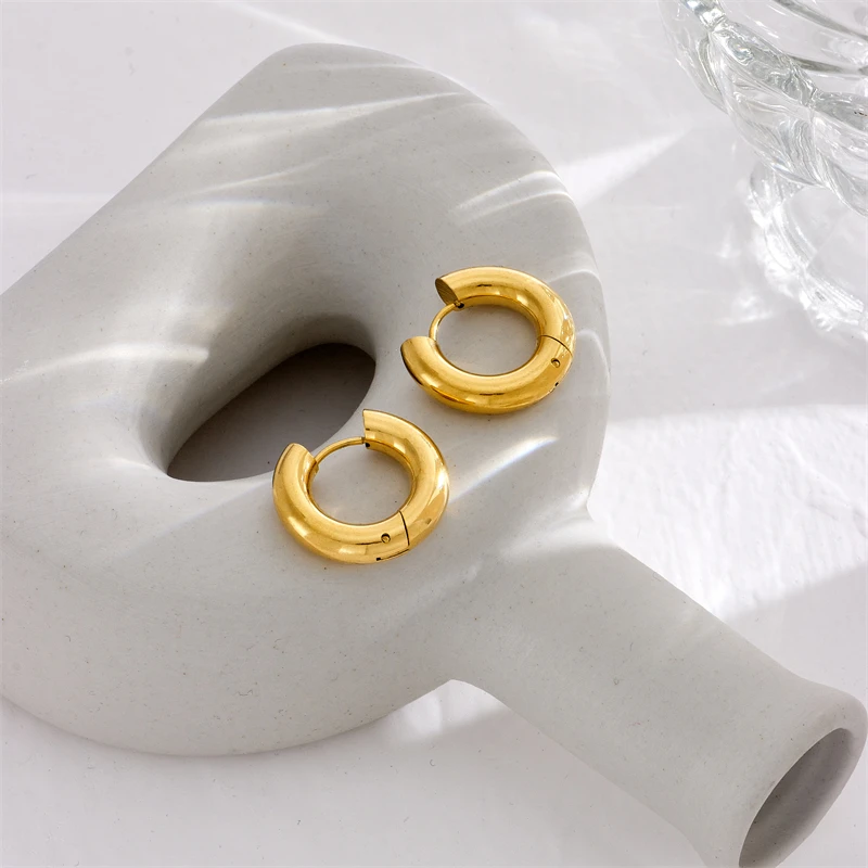 DIEYURO 316L Stainless Steel Earrings For Women 2022 New Vintage Hip Hop Hoop Trend Colorfast Earrings High Quality Girl Jewelry