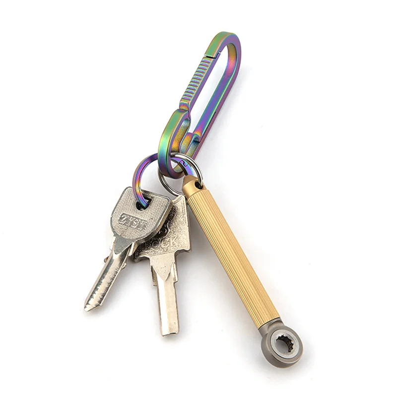 AT13 Multifunctional Tools Wrench Flat Screwdriver  Keychain Window Portable Brass 1Set