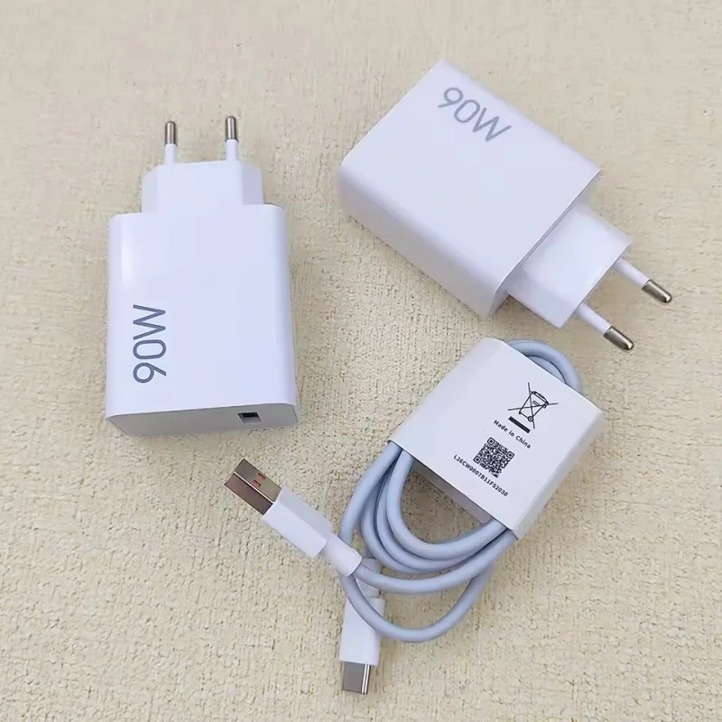 90W 6A USB Fast Charging Charger With Type C USB Quick Charging Cable For Xiaomi 15 14 13 12 Ultra Redmi Note 12 T13 Pro Adapter