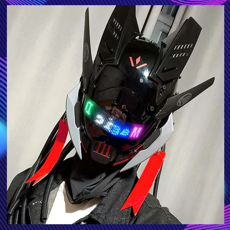 

Sci-Fi Mech Samurai Mask Costumes Cosplay With LED Screen Phone APP Control Helmet Halloween Party Bar Props Cyber Punk Mask