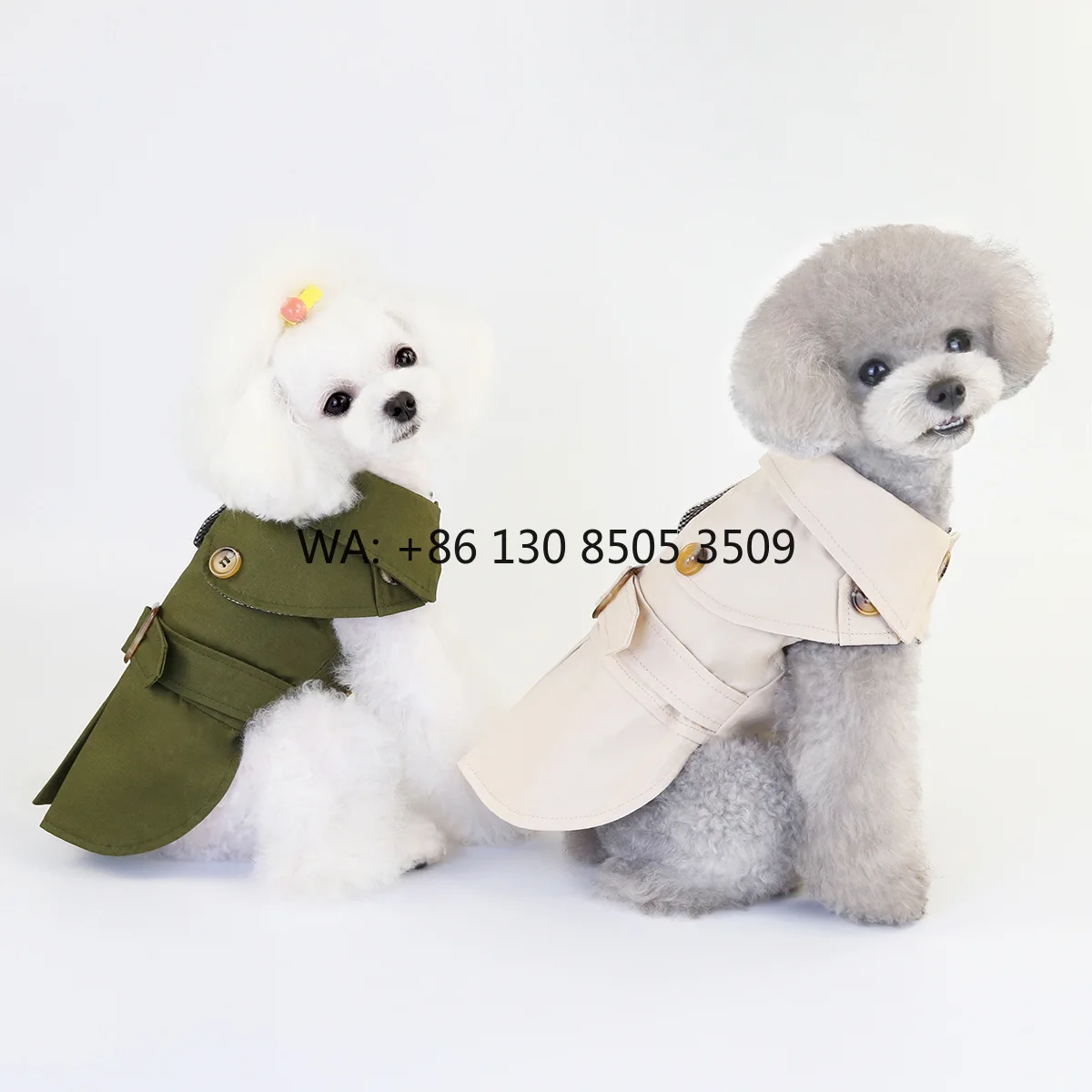 

Designer Cotton Pet Trench Coat Small Dog Winter Clothing with European American Style Three Solid Colors Cute Fashionable