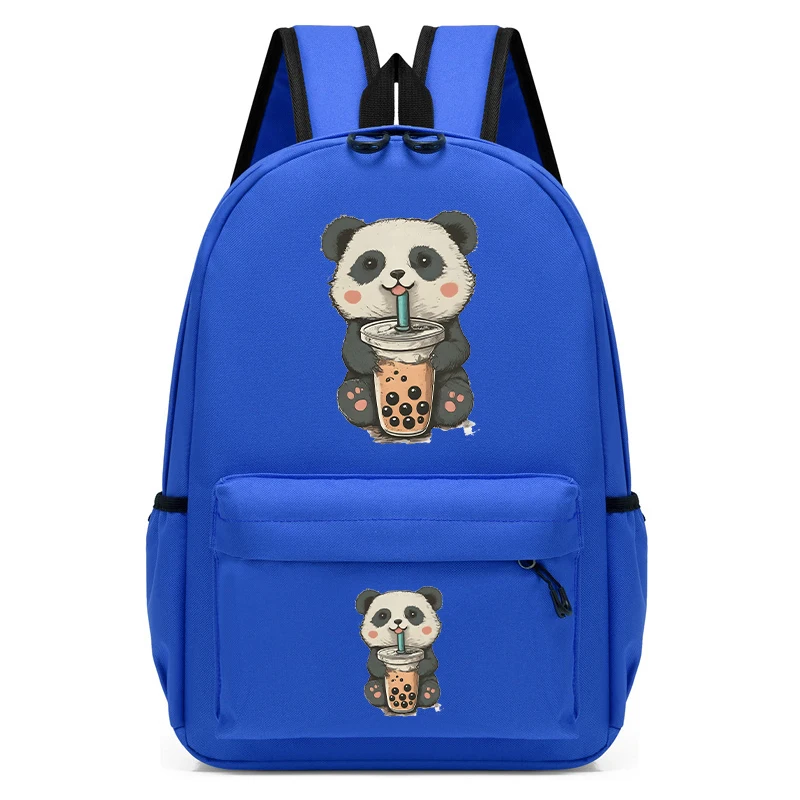 Mochila escolar de dibujos animados para niños, Bolsa Escolar con estampado de Panda pequeño, Boba para beber, Kawaii