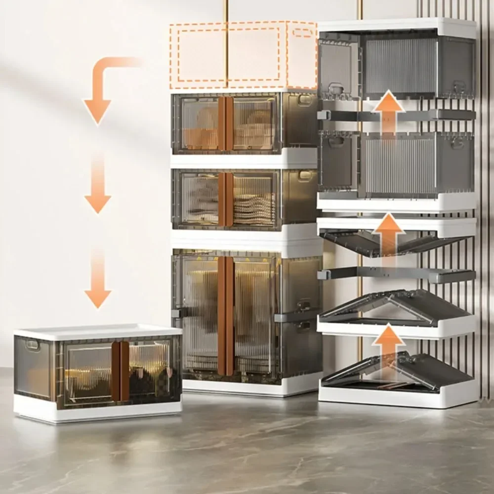 설치가 필요 없는 접이식 옷장 보관함 – 뚜껑이 있는 실용적인 침실 가구